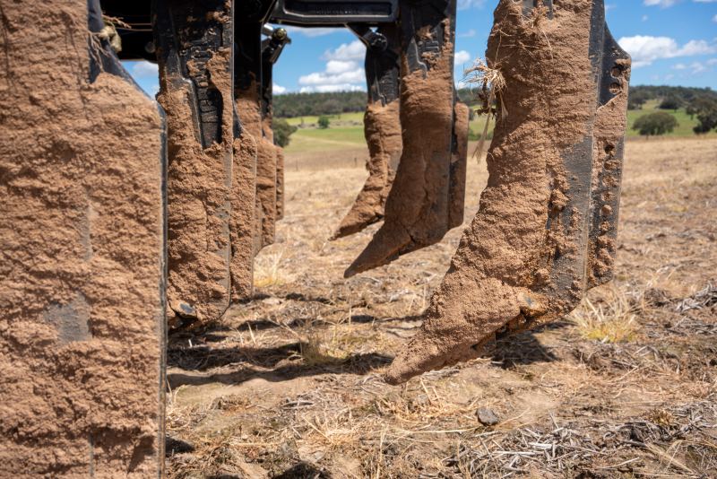 Compacted soil on deep ripper shanks