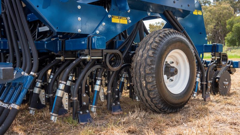 Agrowdrill direct drill with coil tyne and baker boot point.