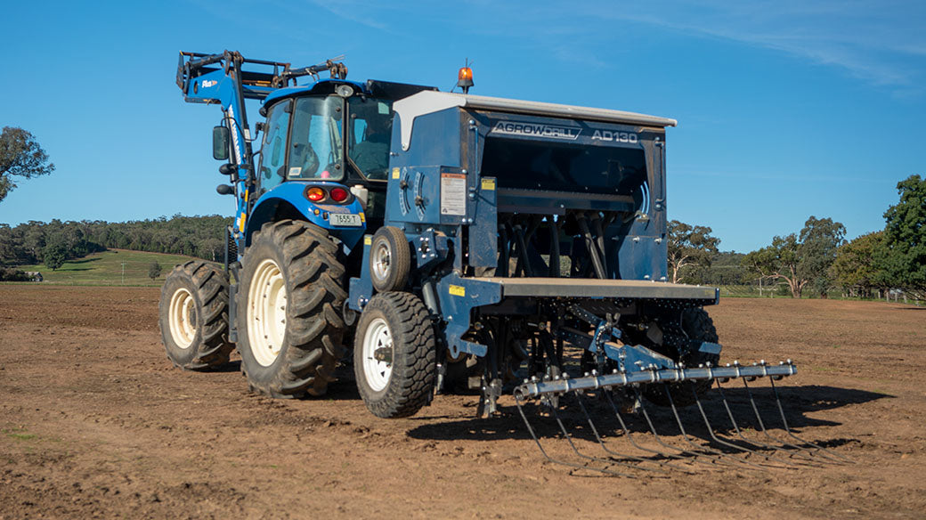 Harrows installed on 3PL seed drill implement
