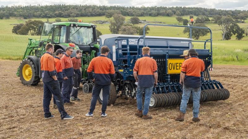 Agrowdrill seed drill inspected by Agrowplow engineers