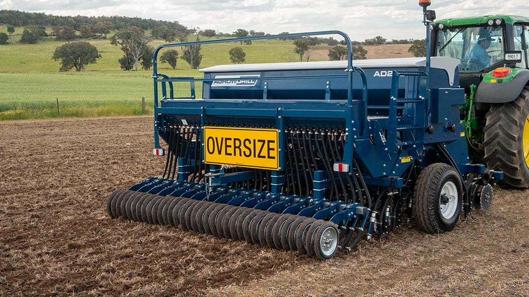 AD240 with road kit sowing in the field