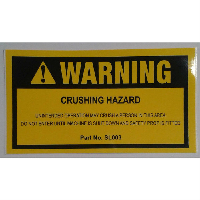 Decal Warning Crushing Hazard
