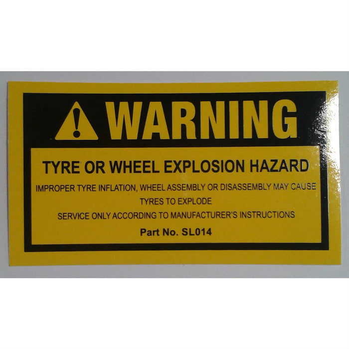 Decal Warning Wheel Explosion Hazard